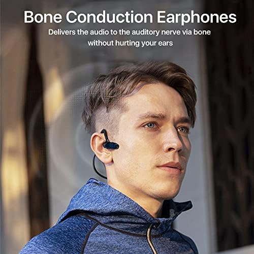 Fones de ouvido Jassco Air Bone Conduction, fones de ouvido sem fio que conduzem fones de ouvido com microfones embutidos,