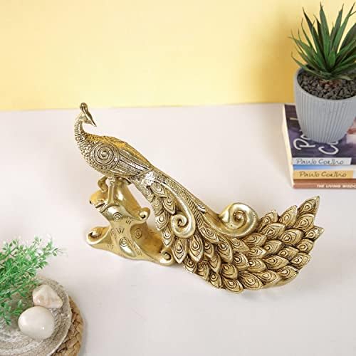 Craftvatika Decorative Brass Peacock Bird Showpiece, item de decoração da casa