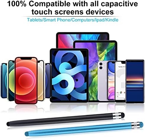 Canetas de caneta para telas de toque, caneta capacitiva de caneta de sensibilidade de 1 em 1 para ipad iphone tablets samsung galaxy todos os dispositivos de tela de toque universal - preto/azul