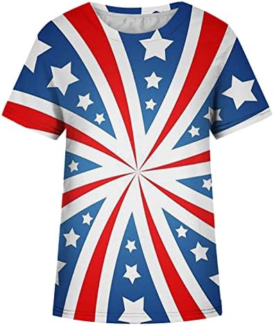 Independence Day Tunic Tops Womens American Flag Print Tees de manga curta Longo Crewneck 4 de julho Camisas Bloups