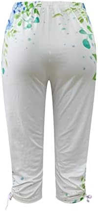 Leggings de cintura alta feminino Capri Athletic elicho calças cortadas de mulheres ativas calças de impressão floral de impressão