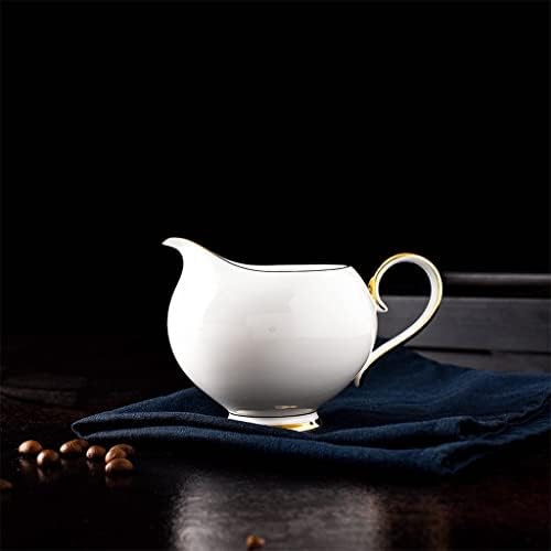 Trexd 15 PCs Bone China Coffee Conjunto de chá de porcelana de ouro branco Conjunto de chá avançado Copo de maconha Creme