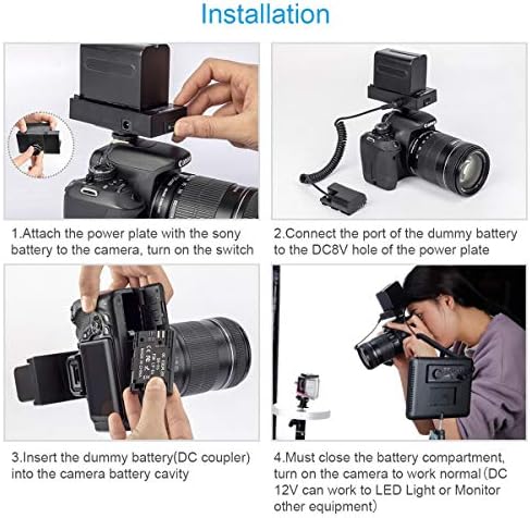 Adaptadores de energia da câmera para Canon 5DS, 5DSR, 5D Mark II-IV, 60D-60DA, 6D, 70D, 7D-II, 80D-NP-F970 F750 F770 F550