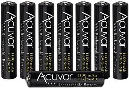8 ACuvar AAA Baterias recarregáveis ​​+ ACuvar 3 em 1 carregador de bateria para baterias duplas AA, Triple AAA e 9V