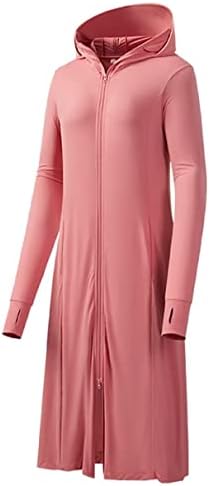 Ryaonfky feminina UV Protection Casat Dress Roupas de resfriamento ao ar livre com bolsos Capuz de caminhada de pesca de praia