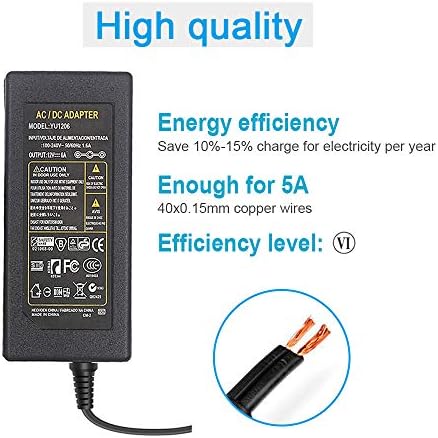 12V 5A Adaptador de energia, AC 100-240V para DC 60W Adaptador de alimentação Adaptador de plugue dos EUA Caixa de alimentação de comutação para LCD Monitor Power Transforme LED LED LIGHT DVR NVR Câmeras de segurança do sistema CCTV