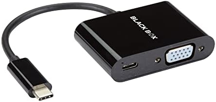 Caixa preta USB-C para adaptador VGA com entrega de energia 60W, 4K60, HDR