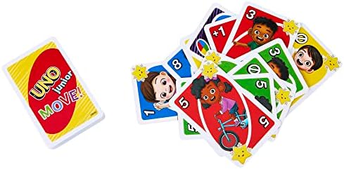 Mattel Games Uno Junior Move! Jogo de cartas para crianças com jogo ativo, regras simples, 3 níveis de jogo e correspondência
