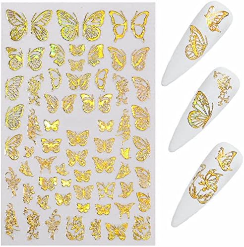 Adesivo de manicure de borboleta adesivo 3d adesivo de unhas polidas Design de borboleta de borboleta cobertura completa unhas auto adesiva de flores manicure manicure manicure tiras de esmalte feminino