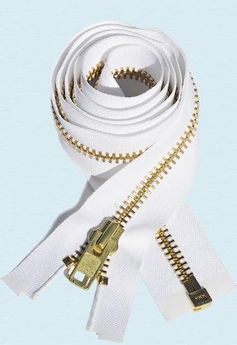 YKK 245 Chaps Zipper YKK #10 Brass de serviço pesado extra separando ~ 501 White)