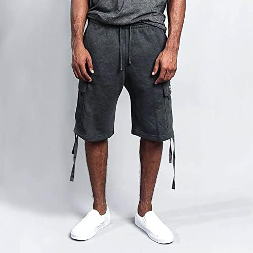 Shorts de carga homens, shorts de carga masculinos soltos soltos casuais com cordões de cordão