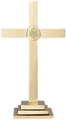 Sudbury Brass Classic Altar Cross com emblema IHS, 24 polegadas
