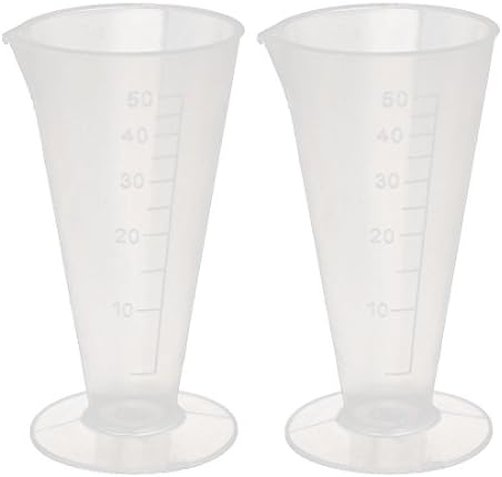 Aexit 2pcs Cozinha Laboratório Plástico forma cônica Copo de medição de 50 ml de capacidade transparente