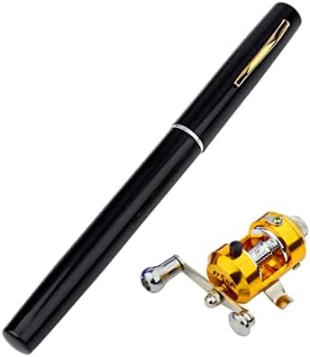 Pólo de pesca com caneta, mini -bolso de pesca haste de bobo combo combo portátil colapsível pólo de pesca kit de pesca telescópica haste preto