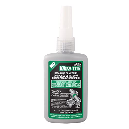 Vibra -tite - 54250 542 Composto de retenção anaeróbica de alta resistência de alta resistência, garrafa de 50 ml, verde
