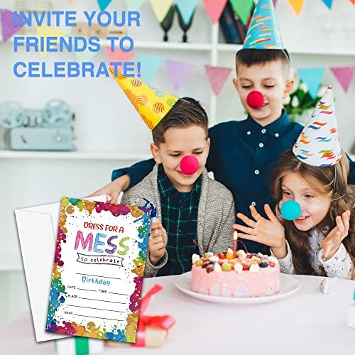Invites de aniversário temáticos de pintura yqv para meninos meninas, convites de festa de aniversário de 20 contagens