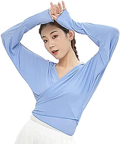 Ginástica de dança de balé atlético de Kaerm feminina encobrir camisas de treino de ioga tops tampas de malha pura