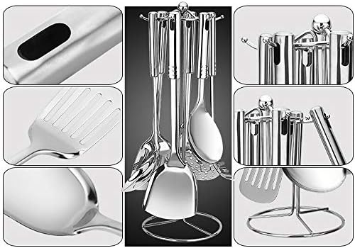 Conjunto de espátula Moderno bancada de aço inoxidável 6 gancho de gancho de cozinha rotativa de cozinha de utensília de armazenamento