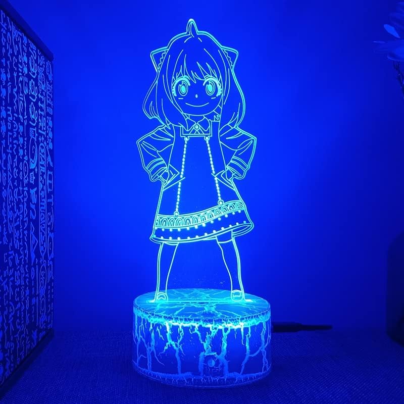 Minuse Anime Spy X Família Figura 3d Night Light for Kids Fãs, 16 cores Mudando com controle remoto, decoração de quarto