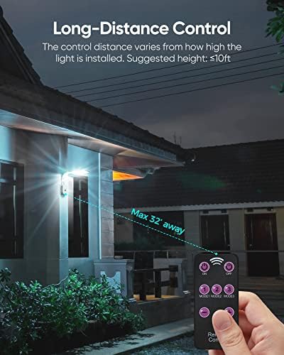 Luzes solares de jackyleled Outdoor, 3 modos Motion LED LIVRES LUZES DE ÁGUAs à prova d'água, 10.2x7.9in LED de LED branco legal para garagem, quintal, varanda, porta da frente
