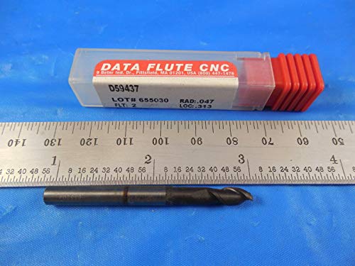 Data Flute D57012 3/16 DIA 5/16 LOC 2 - 2 1/8 OAL 2 FLUTE CARBIDE FIM Mill