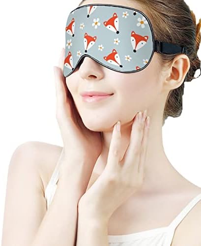 Máscara fofa de raposa e flores com cinta ajustável para homens e mulheres noite de viagem para dormir uma soneca