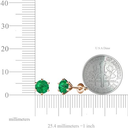 Emerald Six Prong Solitaire Martini Stud Brincos 0,80 CTW 14K Gold Rose Gold