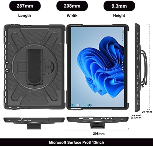 Zhanguo tablet PC Case Bolsa de corpo inteiro à prova de choque 360 ​​° Caixa de proteção robusta para o Microsoft Surface Pro 8 Compatível com o teclado de tampa do tipo, caixa de tablet para superfície pro 8 capa traseira