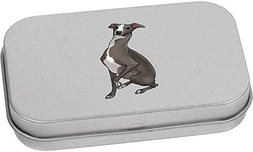 Azeeda 'pateta italiana Greyhound' Metal Hinged Stationery Tin / Storage Box