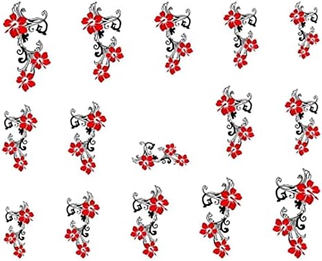 Adesivos de arte da unha - Dicas de unhas DIY adesivos transferem decalques de flores vermelhas decoração de unhas de arte vermelha elegante