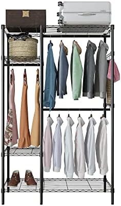 Rack de roupas portáteis - Organizador de armazenamento de roupas com cabide de roupas Rack de guarda -roupa e unidade de prateleira