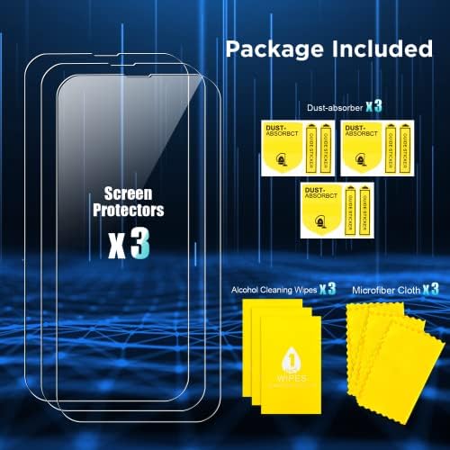 Protetor de tela de pacote Ezeit 3 ​​Compatível com o iPhone 14 Pro Max, iPhone 14 Pro Max Screen Protector Merly Glass,