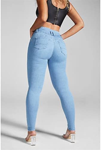 Jeans de levantamento de bunda para mulheres 3 botões de cintura alta emagrece calças jeans skinny clássicas de jeans slim fit