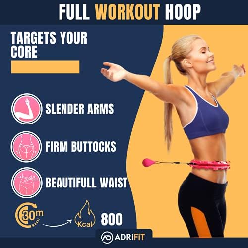 Adrifit smart ponderado infinito hula hoop - argola de fitness ajustável para homens e mulheres - perda de peso em casa equipamento