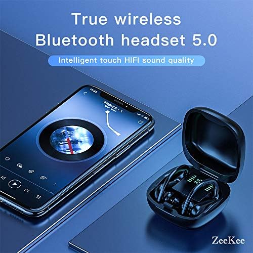 YASEZ 5.0 Sports Headset LED Exibir fone de ouvido, fone de ouvido estéreo com fone de ouvido de redução de ruído à prova d'água do microfone