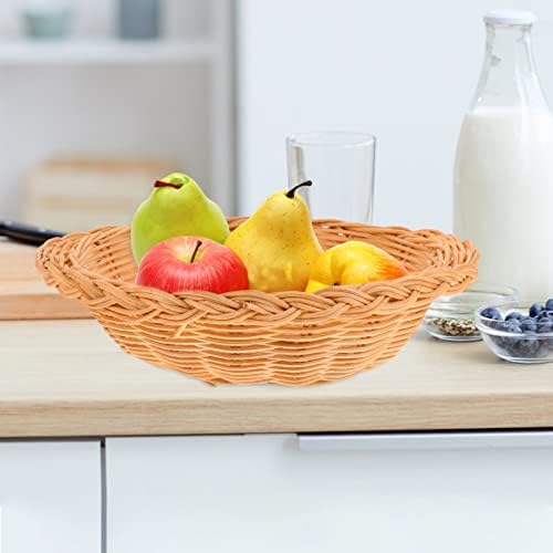 Abofan Desktop Stand Wicker Bread Basket 2pcs Tecido Willow Basket Bowl Basket Hand Tarenado Fruta Serviço de cesta de cesta Recipiente