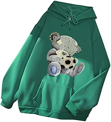 Hoodies femininos de huankd pó de manga longa impressões de moletom de moletom de moleto