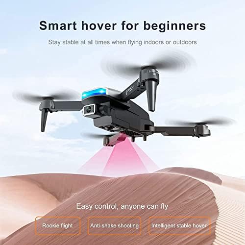 Qiyhbvr drone com câmera para iniciantes, hd fpv mini drone com 2 baterias, protetores de hélice, controle de aplicativos e remotos,