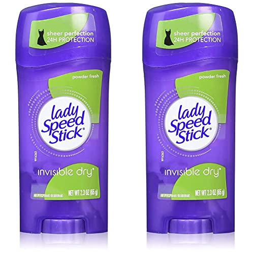 Lady Speed ​​Stick Antiperspirante seco invisível e desodorante, pó fresco, 2,3 oz, roxo