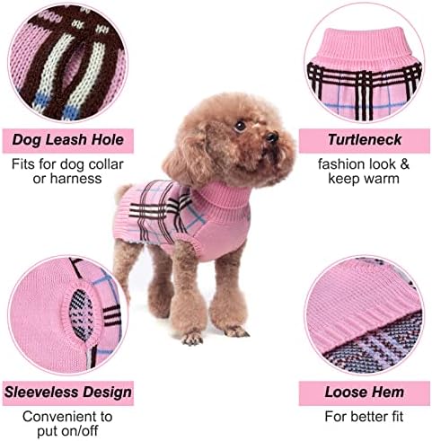 Dillybud suéteres pequenos de cachorro, roupas de cachorro gola gola gola alta knitwear pullover de suéter de estimação