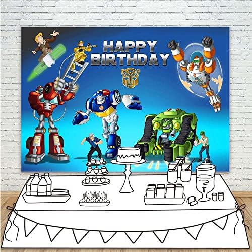 Transformadores semelhantes Bots de resgate cenário 5x3ft Feliz aniversário Transformers Bots Decorações de aniversário Decorações