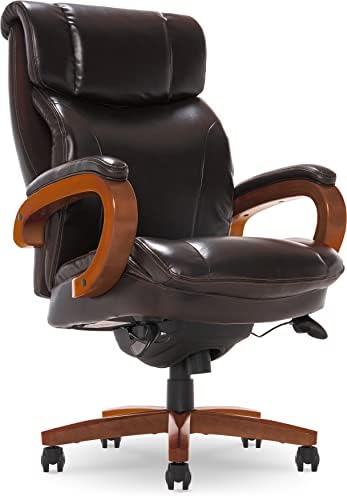 La-Z-Boy Big e Tall Trafford Executive Office Air Technology, cadeira ergonômica alta com suporte lombar, couro marrom