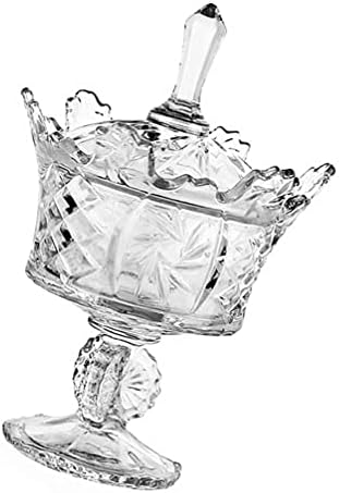 Clear Glass Candy Jar Jarra de casas de casamento Crystal Jewelry Recifers Crown Biscuit Barrel com tampas para tanque de armazenamento de cozinha em casa aleatória