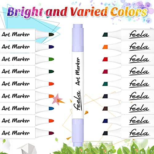 FELEA 60 CORES Dicas duplas Art Marcadores Twin, marcadores Highlighters com estojo para pintar desenho para colorir