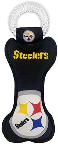 Animais de estimação NFL Pittsburgh Steelers Dental Dog Tug Toy com Squeaker. Brinquedo de estimação resistente para diversão saudável,