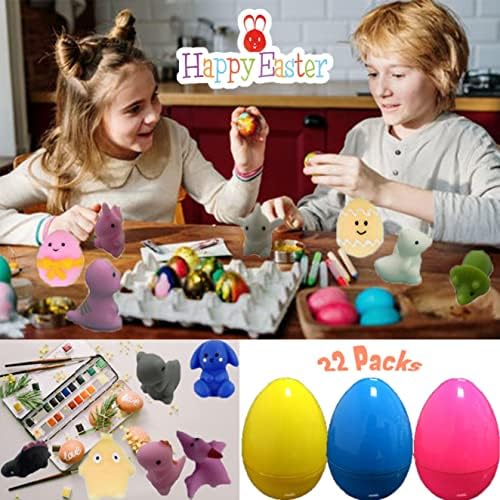 Miumeow 22 Pacote de pacote ovos de Páscoa pré -cheios com mochi brinquedos machis brinquedos de cesta de pásco