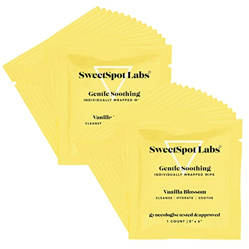 Sweetspot Labs On-the-go Ph Balançado com lenços femininos, limpeza e refrescamento, baunilha Blossom, 30 lenços embrulhados individualmente