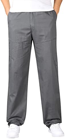 Algodão largo de algodão larga de bolso de bolso de algodão up as calças de cintura elástica calça calças de trabalho gerais