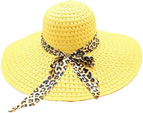Chapéus de palha para mulheres larga chapéu de sol feminino fluppy leopardo boné palha de palha de verão chapé de beisebol baps de