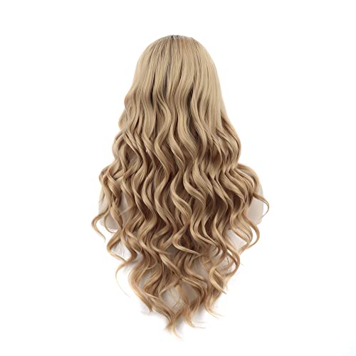 IMSTYLE Blonde Lace Front Wig Dark Rootted Wave Wigs sintéticos para mulheres Cosplay Party Drag Queen
